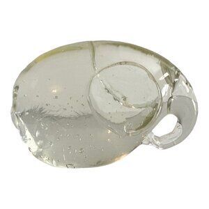 Clear Art Glass Elephant Figurine Paperweight With Bubbles Handmade 2.5x3.5"
